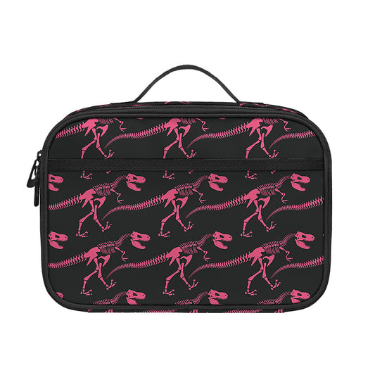 Pink Tyrannosaurus Fossil Pattern Print Portable Lunch Bag