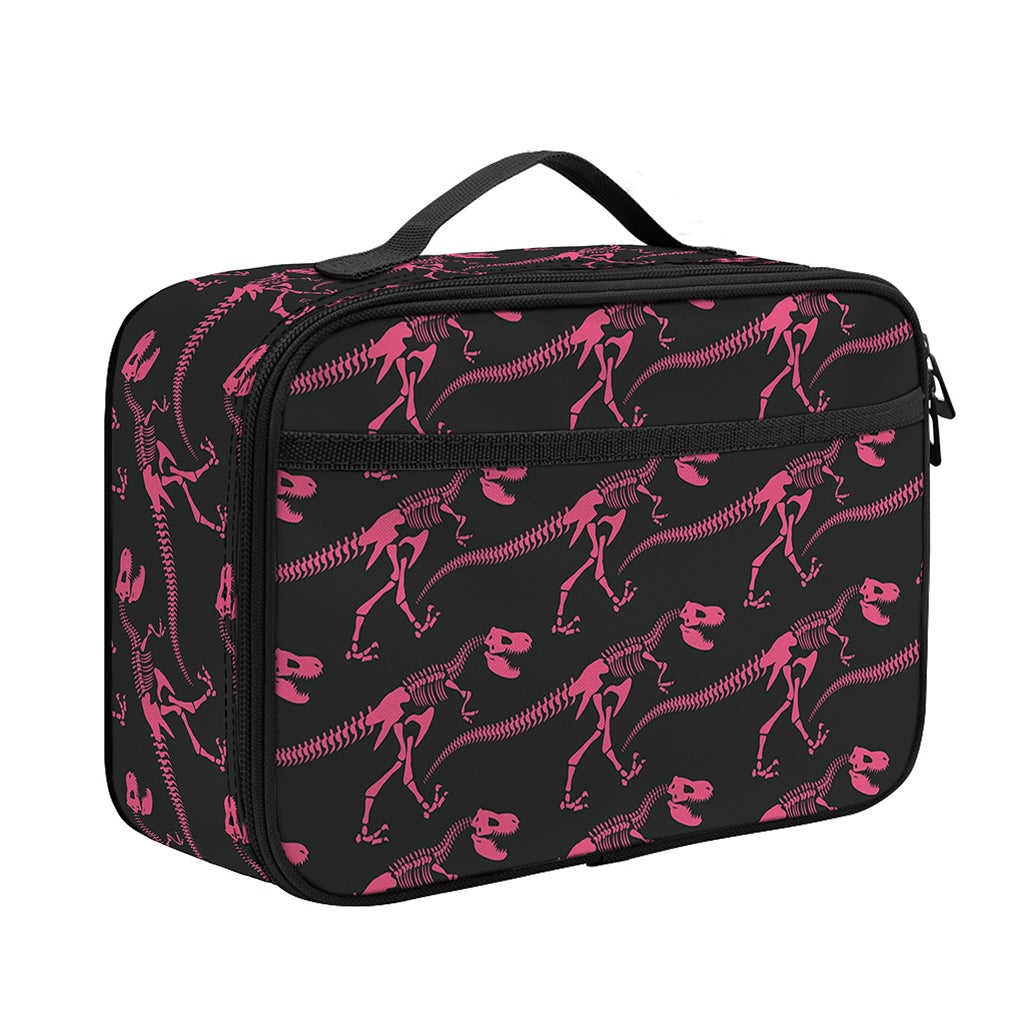 Pink Tyrannosaurus Fossil Pattern Print Portable Lunch Bag