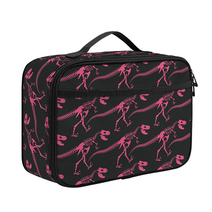 Pink Tyrannosaurus Fossil Pattern Print Portable Lunch Bag