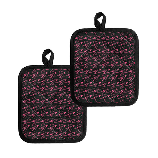 Pink Tyrannosaurus Fossil Pattern Print Pot Holders