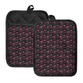 Pink Tyrannosaurus Fossil Pattern Print Pot Holders With Pocket