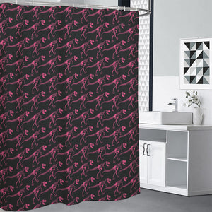 Pink Tyrannosaurus Fossil Pattern Print Premium Shower Curtain