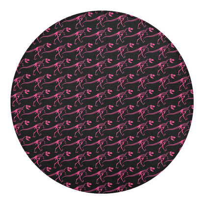 Pink Tyrannosaurus Fossil Pattern Print Round Blanket