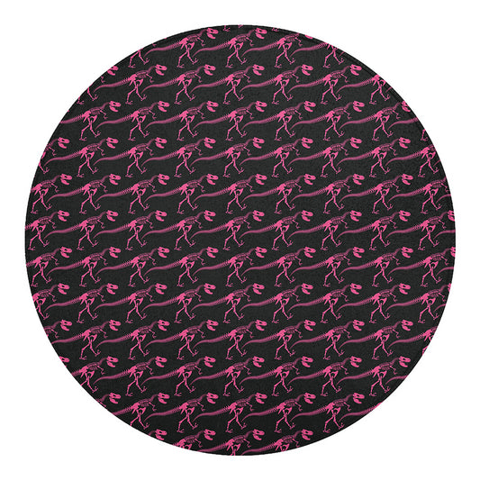 Pink Tyrannosaurus Fossil Pattern Print Round Blanket