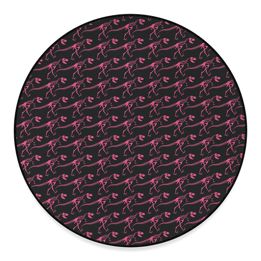 Pink Tyrannosaurus Fossil Pattern Print Round Floor Mat