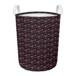 Pink Tyrannosaurus Fossil Pattern Print Round Laundry Basket