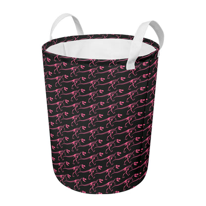 Pink Tyrannosaurus Fossil Pattern Print Round Laundry Basket