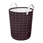 Pink Tyrannosaurus Fossil Pattern Print Round Laundry Basket