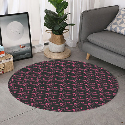Pink Tyrannosaurus Fossil Pattern Print Round Rug