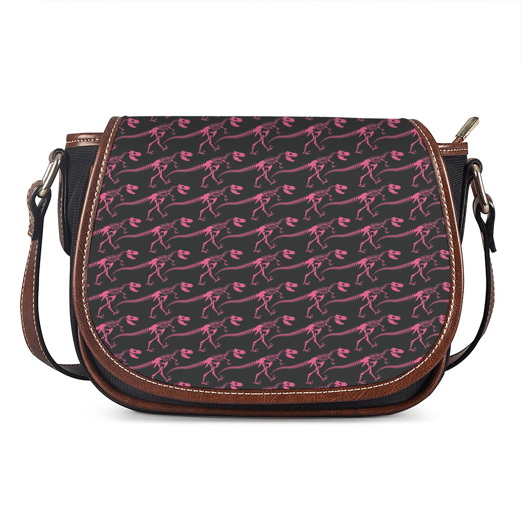 Pink Tyrannosaurus Fossil Pattern Print Saddle Bag