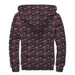Pink Tyrannosaurus Fossil Pattern Print Sherpa Lined Zip Up Hoodie