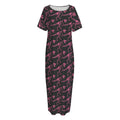 Pink Tyrannosaurus Fossil Pattern Print Short Sleeve Long Nightdress