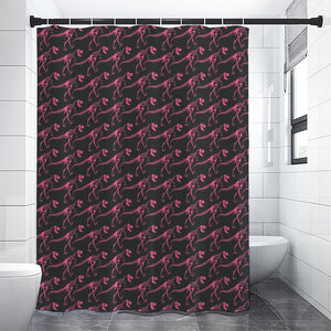 Pink Tyrannosaurus Fossil Pattern Print Shower Curtain