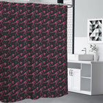 Pink Tyrannosaurus Fossil Pattern Print Shower Curtain