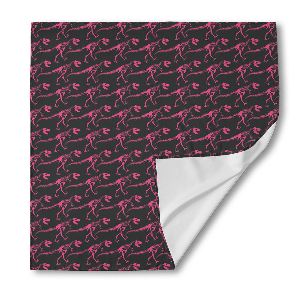 Pink Tyrannosaurus Fossil Pattern Print Silk Bandana