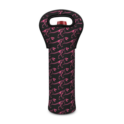 Pink Tyrannosaurus Fossil Pattern Print Single Neoprene Wine Tote