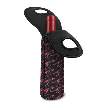 Pink Tyrannosaurus Fossil Pattern Print Single Neoprene Wine Tote