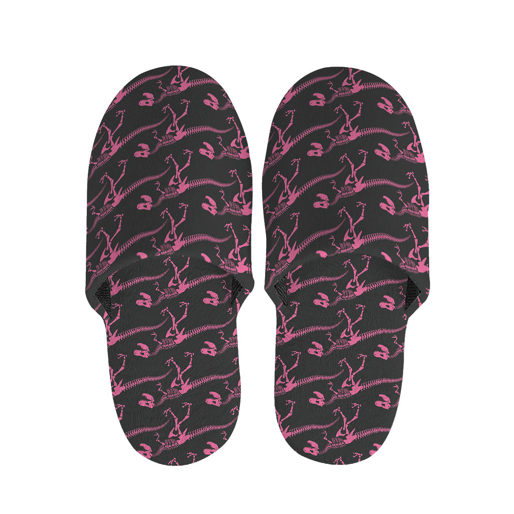 Pink Tyrannosaurus Fossil Pattern Print Slippers