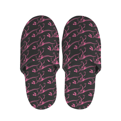 Pink Tyrannosaurus Fossil Pattern Print Slippers