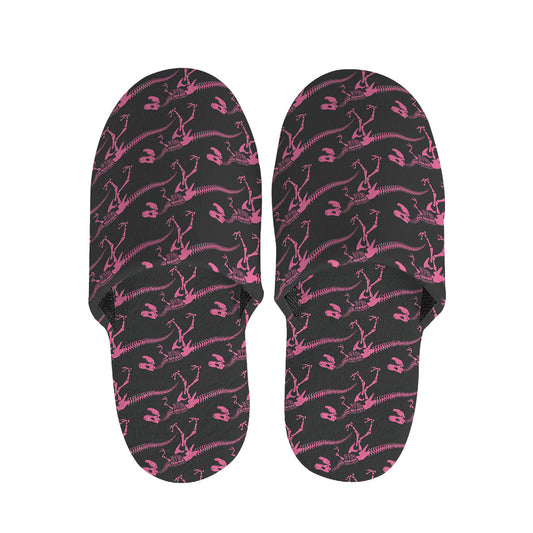 Pink Tyrannosaurus Fossil Pattern Print Slippers