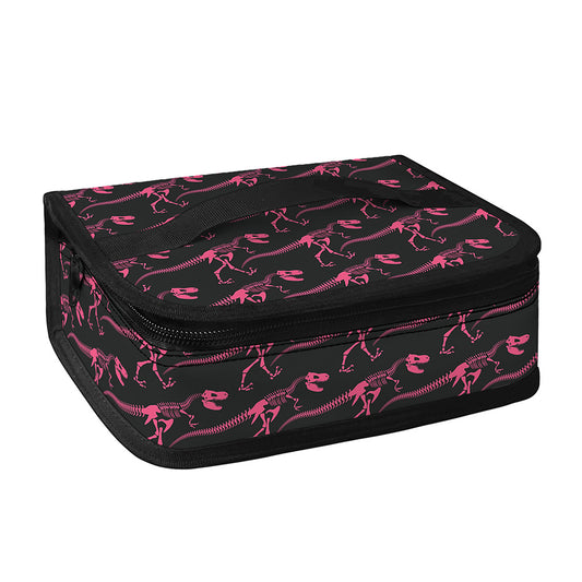 Pink Tyrannosaurus Fossil Pattern Print Small Lunch Bag