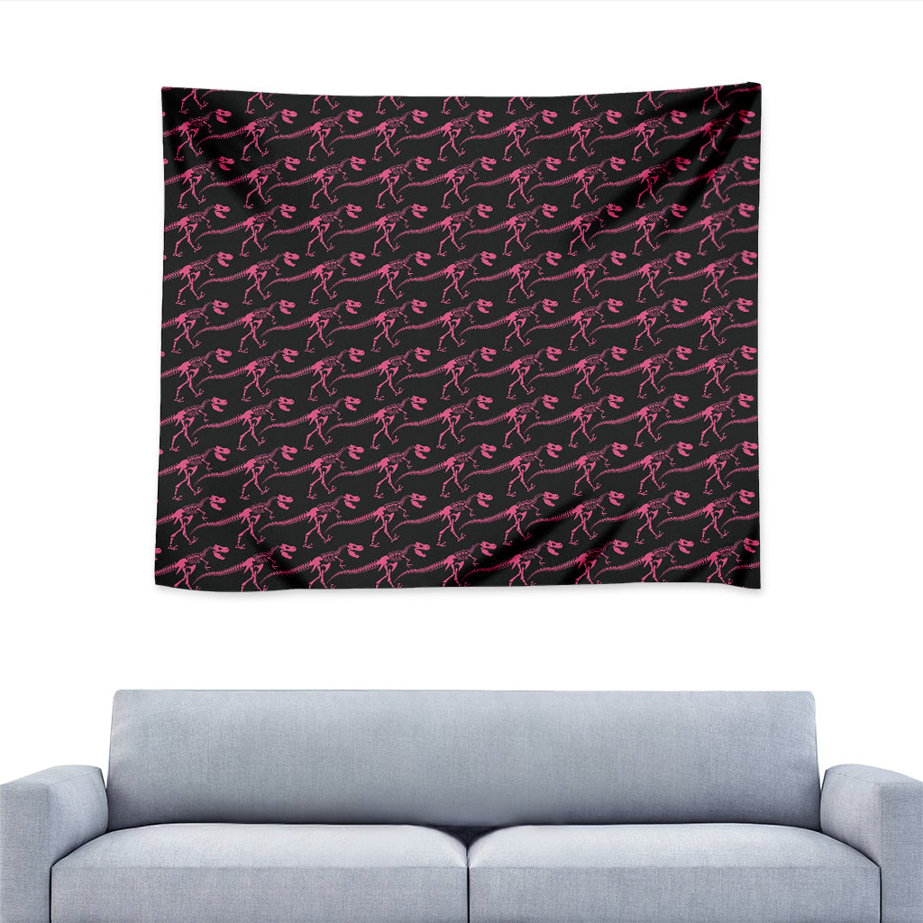 Pink Tyrannosaurus Fossil Pattern Print Tapestry