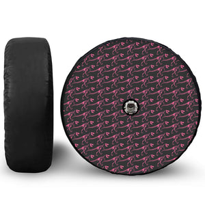 Pink Tyrannosaurus Fossil Pattern Print Tire Cover With Camera Hole