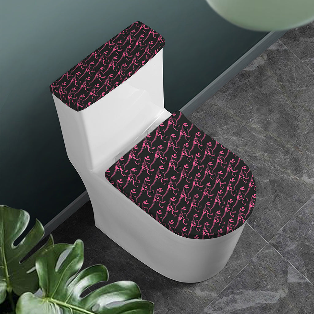 Pink Tyrannosaurus Fossil Pattern Print Toilet Lid And Tank Cover Set