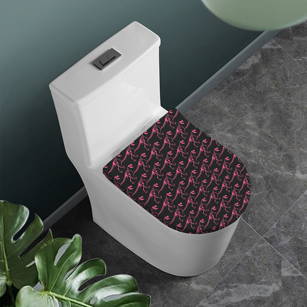 Pink Tyrannosaurus Fossil Pattern Print Toilet Lid Cover