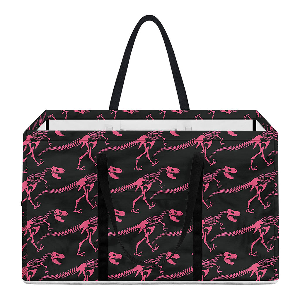 Pink Tyrannosaurus Fossil Pattern Print Utility Tote Bag