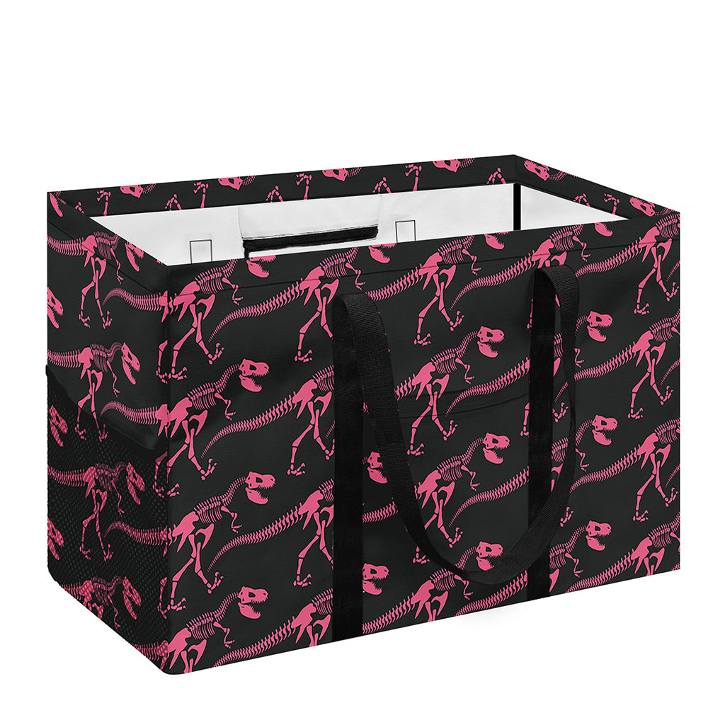 Pink Tyrannosaurus Fossil Pattern Print Utility Tote Bag