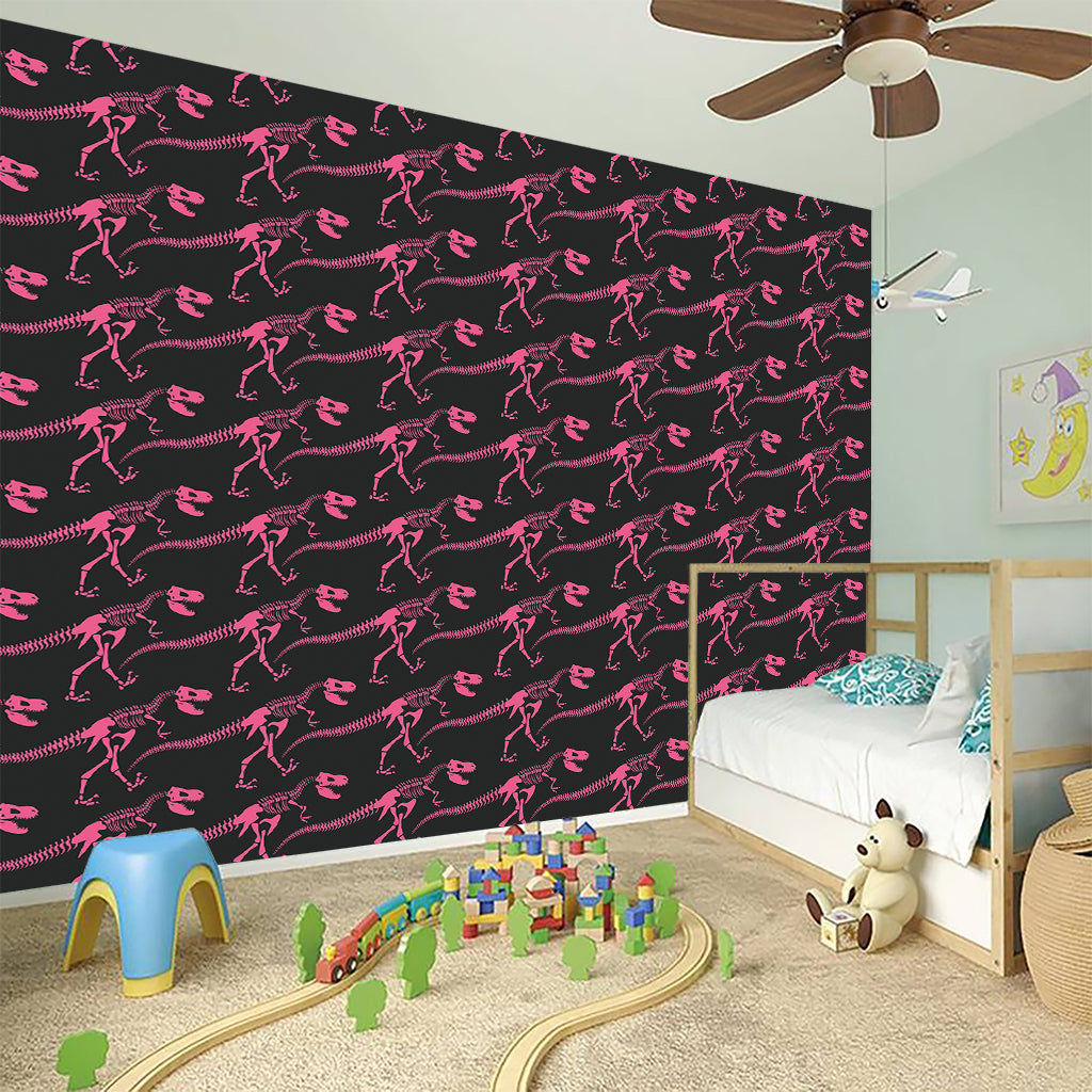 Pink Tyrannosaurus Fossil Pattern Print Wall Sticker