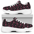 Pink Tyrannosaurus Fossil Pattern Print White Chunky Shoes