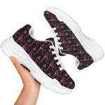 Pink Tyrannosaurus Fossil Pattern Print White Chunky Shoes