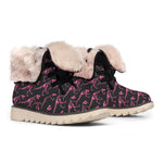 Pink Tyrannosaurus Fossil Pattern Print Winter Boots