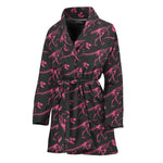 Pink Tyrannosaurus Fossil Pattern Print Women's Bathrobe