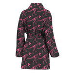 Pink Tyrannosaurus Fossil Pattern Print Women's Bathrobe