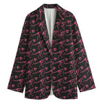 Pink Tyrannosaurus Fossil Pattern Print Women's Cotton Blazer