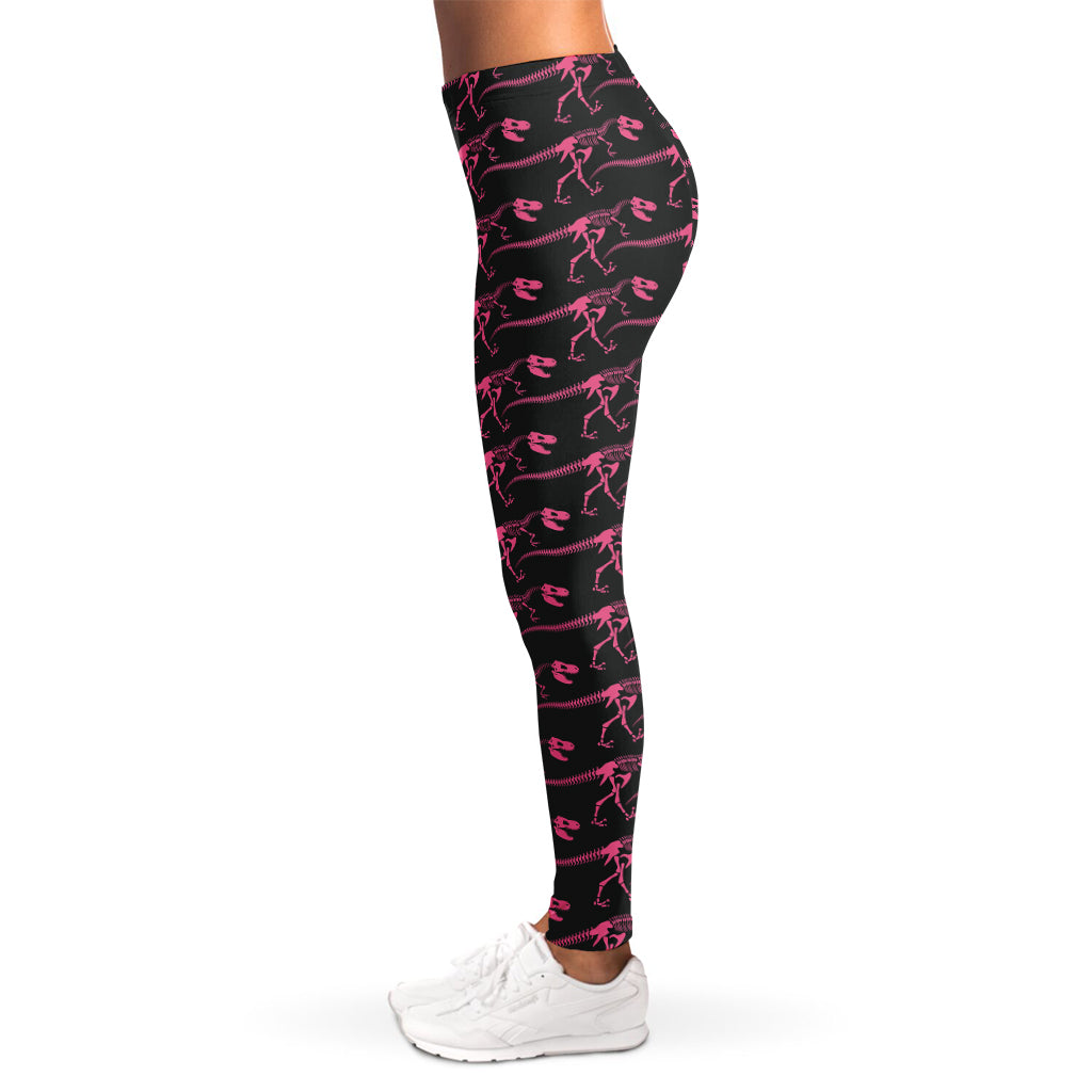 Pink Tyrannosaurus Fossil Pattern Print Women's Leggings