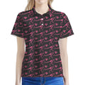 Pink Tyrannosaurus Fossil Pattern Print Women's Polo Shirt