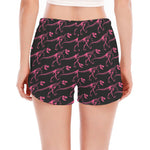 Pink Tyrannosaurus Fossil Pattern Print Women's Split Running Shorts