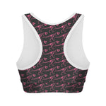 Pink Tyrannosaurus Fossil Pattern Print Women's Sports Bra