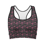 Pink Tyrannosaurus Fossil Pattern Print Women's Sports Bra