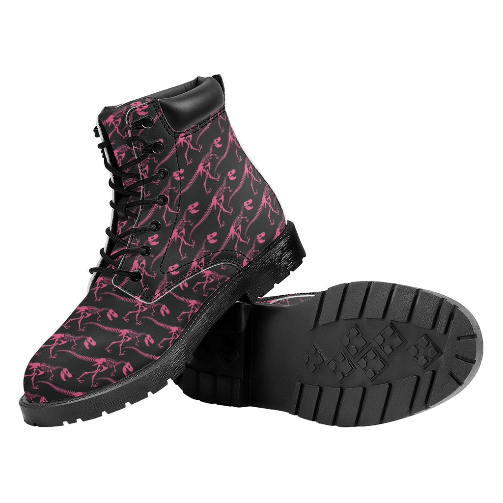 Pink Tyrannosaurus Fossil Pattern Print Work Boots