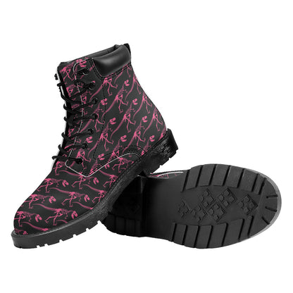 Pink Tyrannosaurus Fossil Pattern Print Work Boots