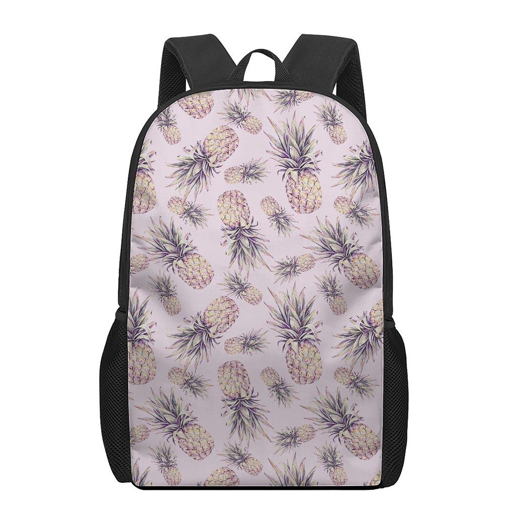 Pink Vintage Pineapple Pattern Print 17 Inch Backpack