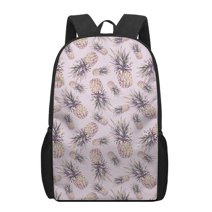 Pink Vintage Pineapple Pattern Print 17 Inch Backpack