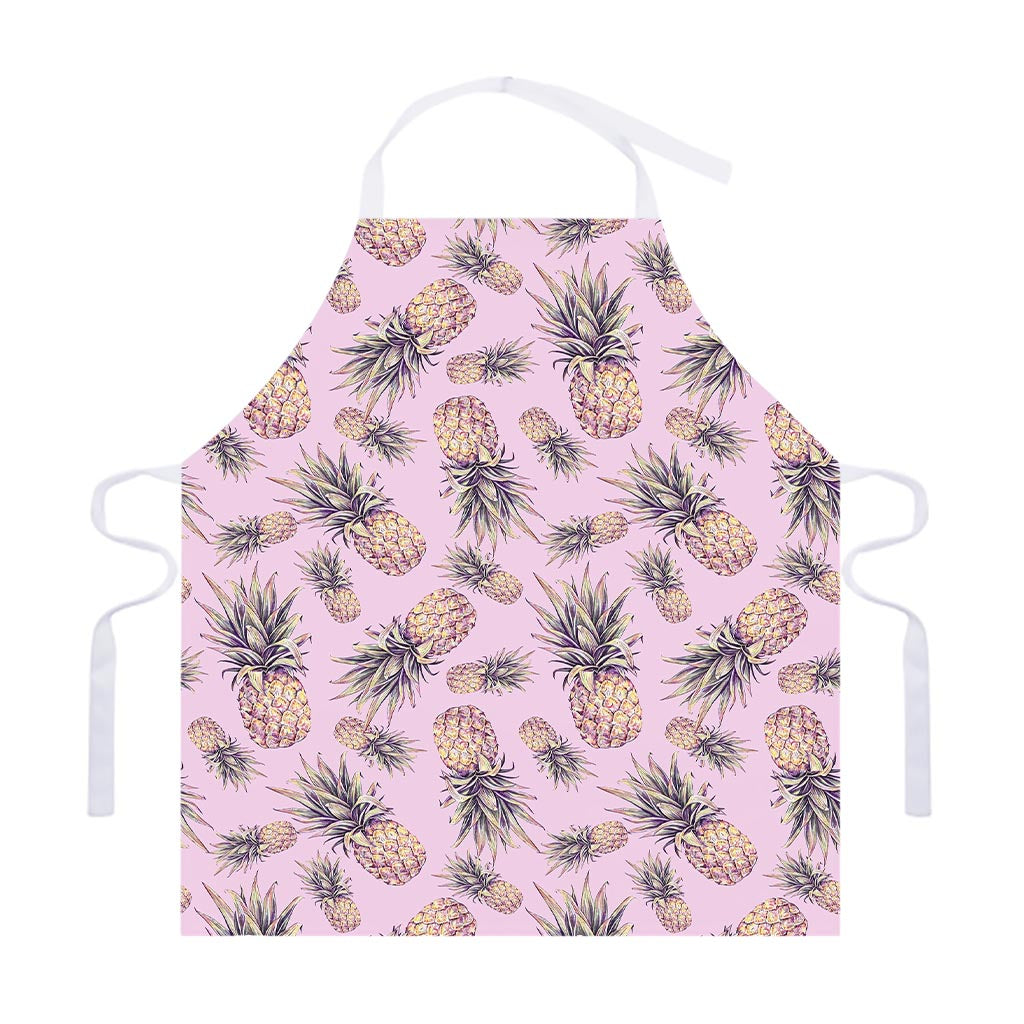 Pink Vintage Pineapple Pattern Print Adjustable Apron