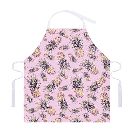 Pink Vintage Pineapple Pattern Print Adjustable Apron