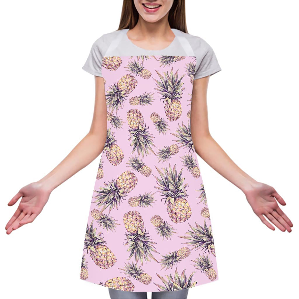 Pink Vintage Pineapple Pattern Print Adjustable Apron